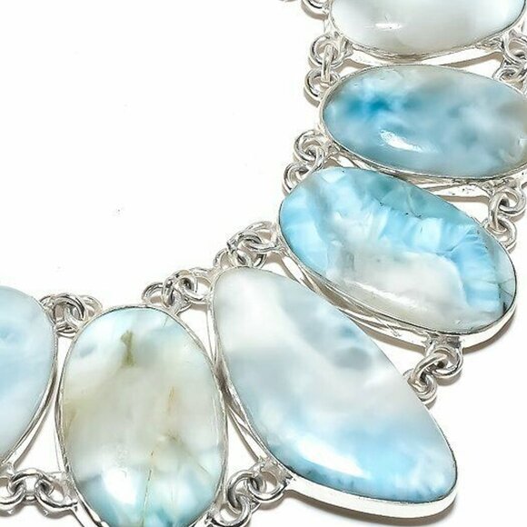 NEW - Caribbean Larimar Stone Sterling Adjustable Necklace - Picture 6 of 7